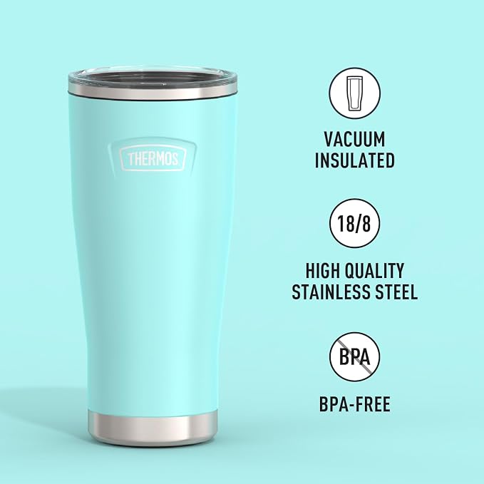 THERMOS ICON SERIES, Stainless Steel Tumbler with Slide Lock, 24 Ounce, Sea Green - Image 2