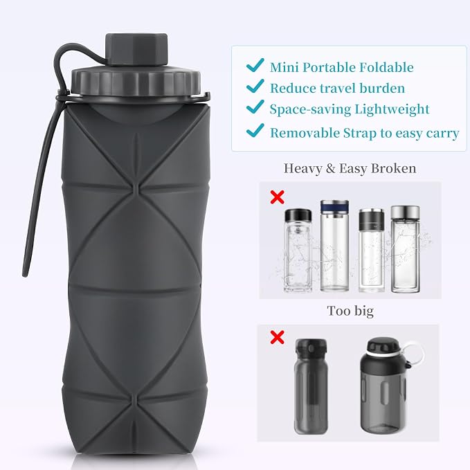 Silicone Collapsible Water Bottles, Lightweight Reusable Leakproof - Image 6