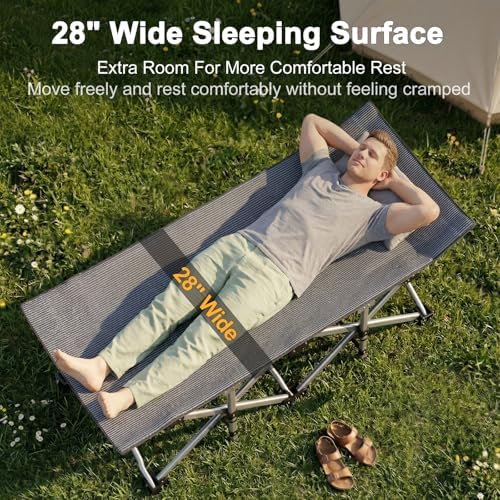 ABORON Camping Cot for Adults, 28 in Wide Folding Bed with Mattress - Image 5