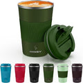 MOMSIV 12oz Travel Mug, Insulated Coffee Cup with Leakproof Lid, Vacuum Stainless Steel Double Walled Reusable Tumbler for Hot and Cold Water Coffee and Tea In Travel and Car Armygreen 380ML by MOMSIV