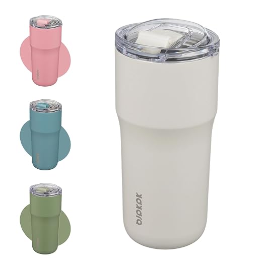 BJPKPK Insulated Tumbler,20oz Stainless Steel Tumbler with lid,Double Wall Travel Coffee Mug Thermal Cup,Keep Drinks Cold and Hot,White by BJPKPK