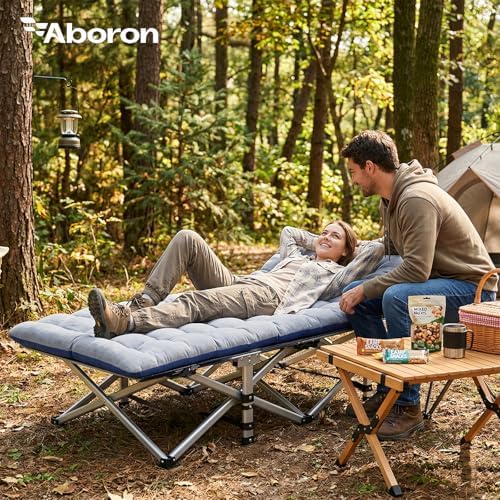 ABORON Camping Cot for Adults, 28 in Wide Folding Bed with Mattress - Image 2