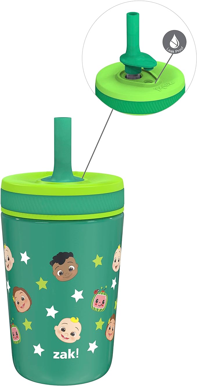 Zak Designs CoComelon Kelso Toddler Cups For Travel or At Home, 12oz Vacuum Insulated Stainless Steel Sippy Cup With Leak-Proof Design is Perfect For Kids (JJ, Cody, Nina) by ZakDesigns