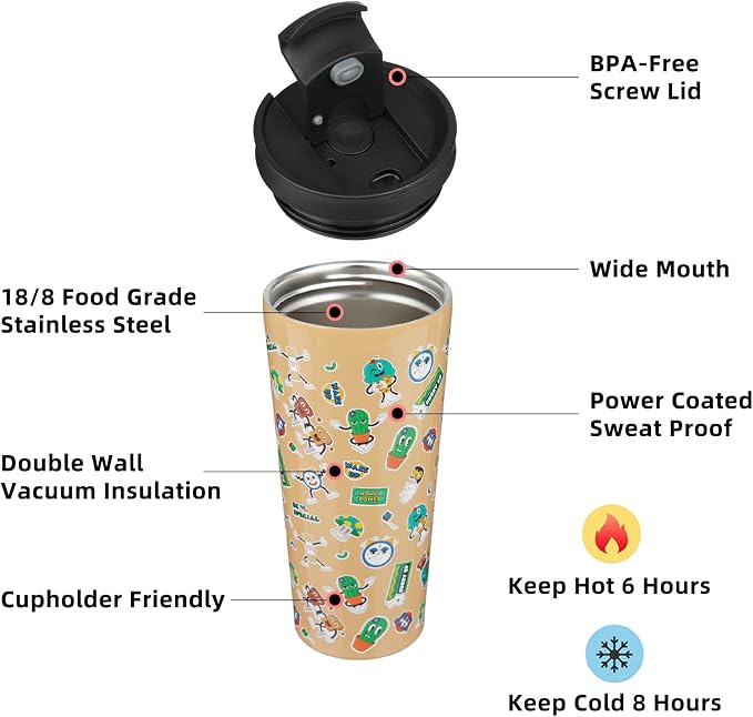 BJPKPK 22oz Tumbler With lid And Straw Stainless Steel Travel Coffee Mug Insulated Tumblers Cups,Spring Party Brown - Image 2