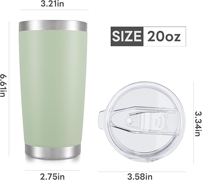 20 oz Tumbler with Lid Stainless Steel Insulated Tumblers Bulk Double Wall Vacuum Cups Powder Coated Travel Mug Keep Drinks Cold and Hot, Sagebrush Green, 12 Pack - Image 7
