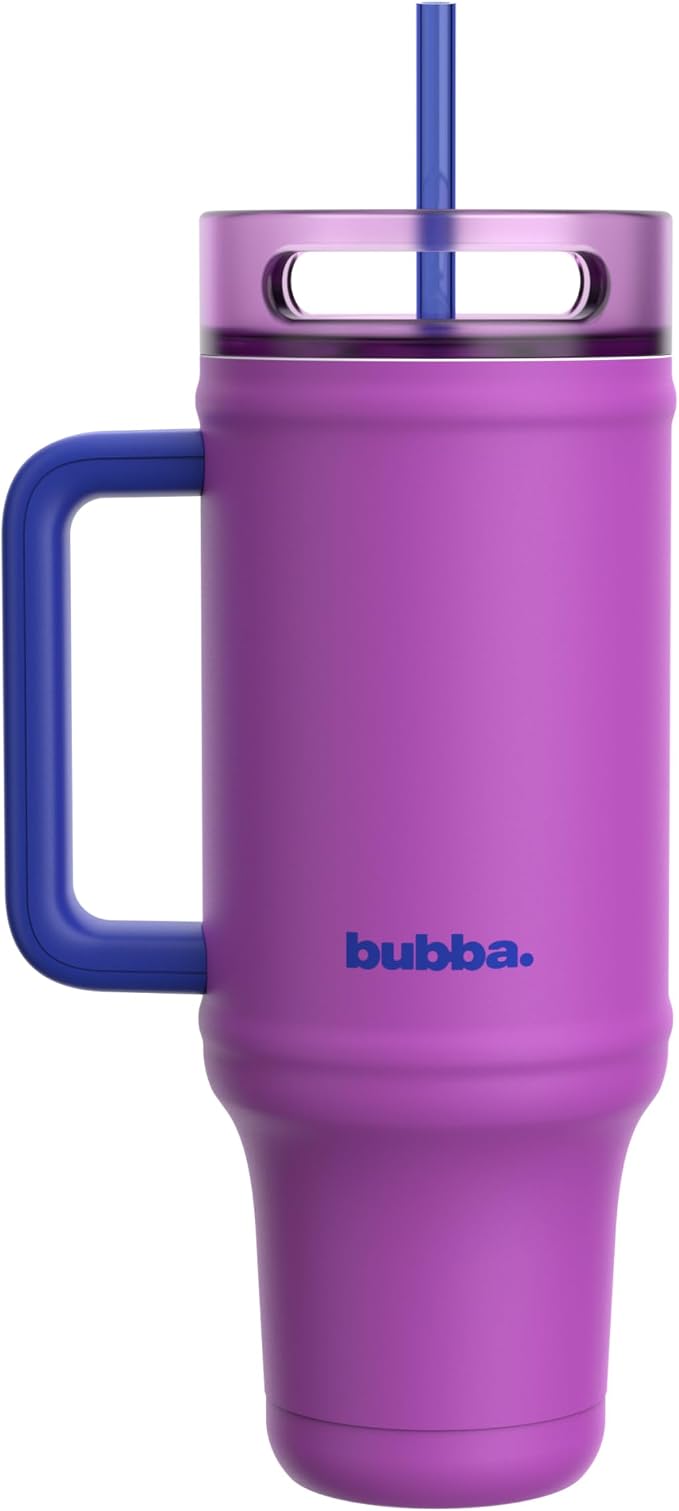 bubba 40 oz Insulated Stainless Steel Tumbler with Handle and Straw - Leakproof, Dishwasher Safe, Cup Holder Tumbler, Lead-Free and BPA-Free, Moodbooster by bubbabrands