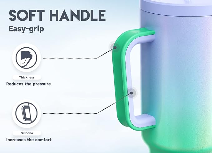 Meoky 40oz Tumbler with Handle, Leak-proof Lid and Straw, Insulated Coffee Mug Stainless Steel Travel Mug, Keeps Cold for 34 Hours or Hot for 10 Hours (Fairyland) - Image 4