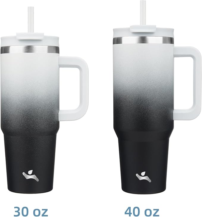 Konokyo 30 oz Tumbler with Handle and 2 Straws,2 in 1 Lid Insulated Water Bottle Stainless Steel Travel Coffee Mug,Day Night - Image 3