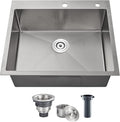 POPFLY 25×18 Inch Drop in Kitchen Sink, 18 Guage Stainless Steel 9 Inch Deep by POPFLY