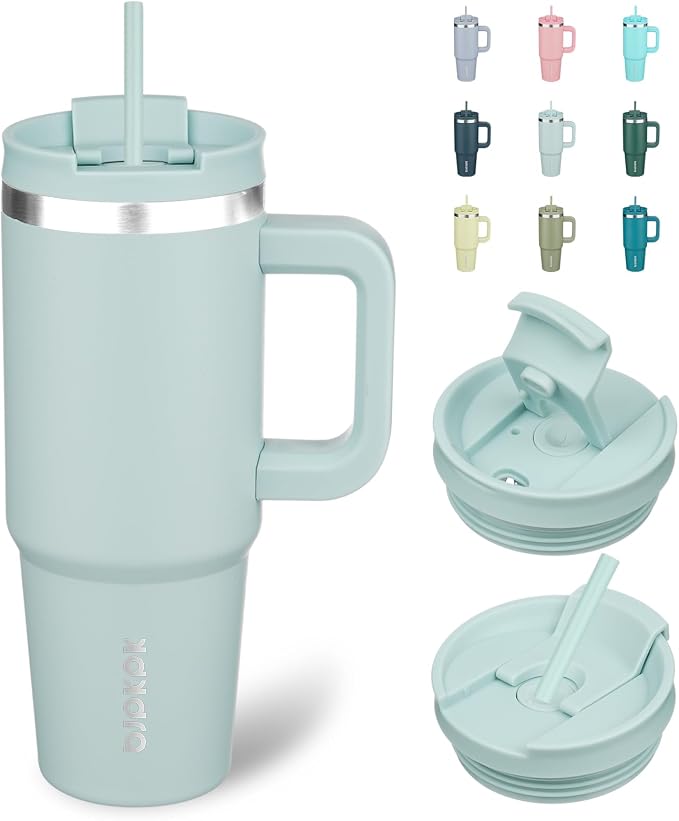 BJPKPK 30 oz Tumbler With Handle Insulated Tumblers With Lid And Straw Stainless Steel Thermal Cup,Blue Haze by BJPKPK