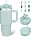 BJPKPK 30 oz Tumbler With Handle Insulated Tumblers With Lid And Straw Stainless Steel Thermal Cup,Blue Haze by BJPKPK