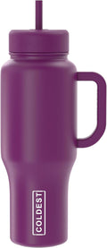 Coldest Tumbler with Handle and Straw - 100% Leak Proof Insulated Tumbler with Lid and Straw (3 Lids) - Stainless Steel Tumblers for Women & Men - Cup Holder Friendly Base, 36 oz (Purple Oasis) by Coldest