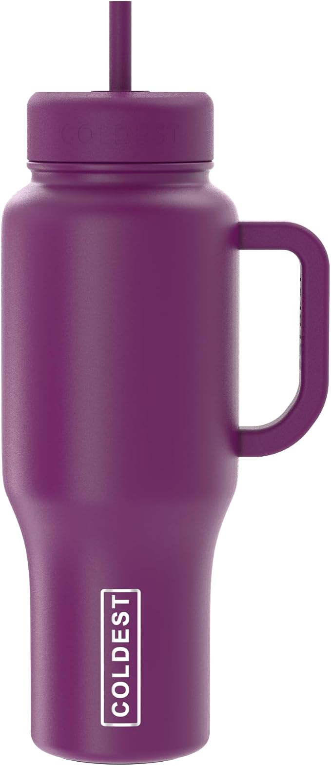 Coldest Tumbler with Handle and Straw - 100% Leak Proof Insulated Tumbler with Lid and Straw (3 Lids) - Stainless Steel Tumblers for Women & Men - Cup Holder Friendly Base, 36 oz (Purple Oasis) by Coldest