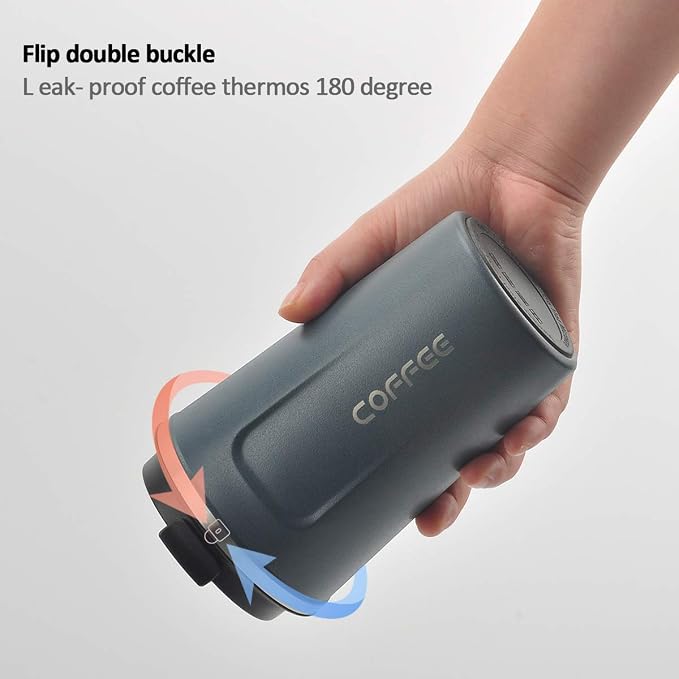 CS COSDDI 12 oz Stainless Steel Vacuum Insulated Tumbler - Coffee Travel Mug Spill Proof with Lid - coffee Cup for Keep Hot/Ice Coffee,Tea and Beer (Tibetan blue) - Image 4