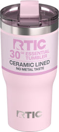 RTIC 30oz Essential Tumbler with Lid, Ceramic Lined, Insulated, Stainless Steel, Metal, Double Wall Vacuum-Insulation, Travel Cup for Iced Coffee, Tea, Hot and Cold Drink, Pale Pink by RTIC