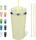 BJPKPK 18oz Insulated Tumbler With lid And Straw Stainless Steel Tumblers Travel Coffee Mug Reusable Thermal Cup,Macaron Green by BJPKPK