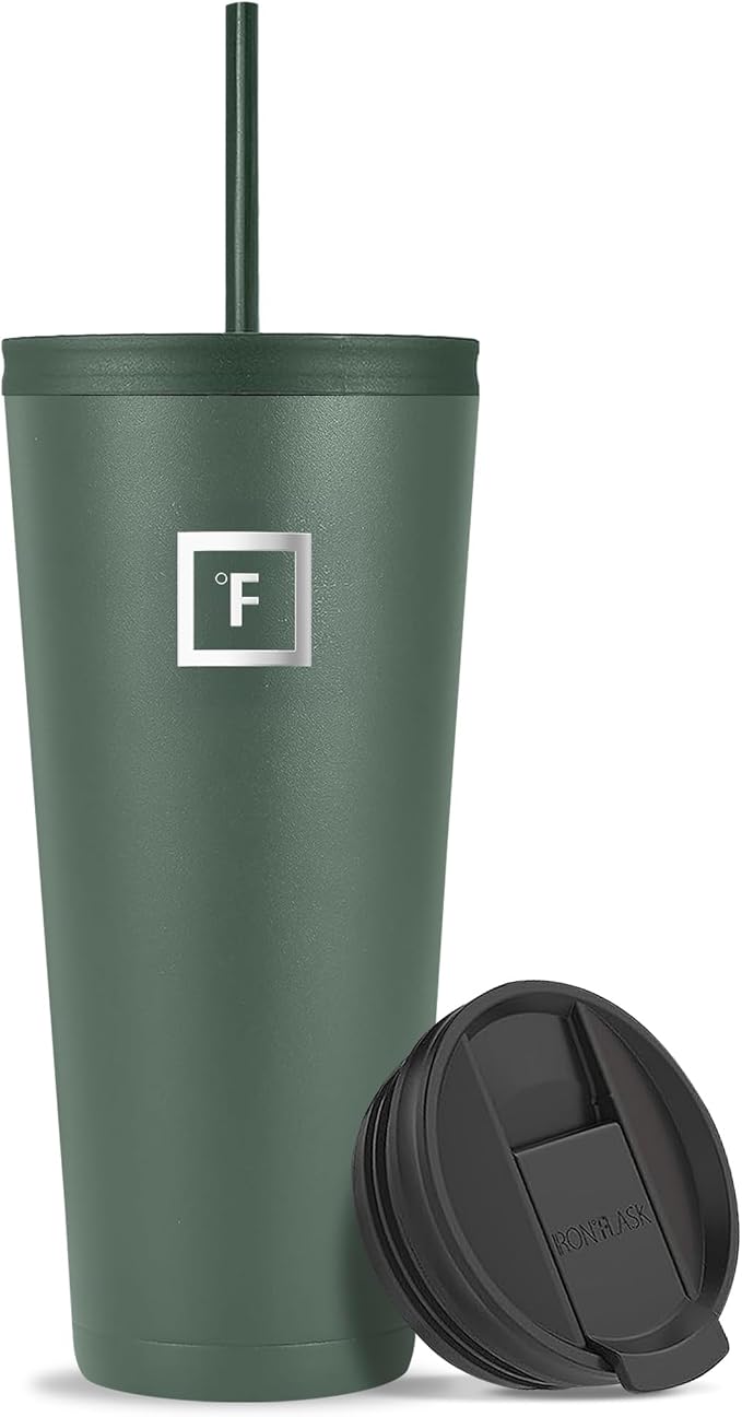 IRON °FLASK Classic Tumbler - Vacuum Insulated Stainless Steel Water Bottle, Double Walled, Drinking Cup, Insulated Travel Mug (Sage, 32 oz Solid Lid) by IronFlask