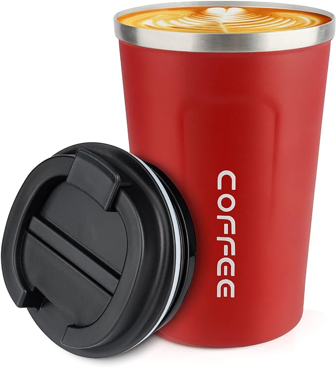 CS COSDDI 12 oz Stainless Steel Vacuum Insulated Tumbler - Coffee Travel Mug Spill Proof with Lid - coffee Cup for Keep Hot/Ice Coffee,Tea and Beer （Red） by CSCOSSDI