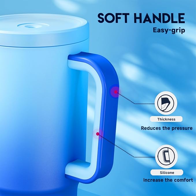 Meoky 30 oz Tumbler with Handle, Tumbler with Lid and Straw, Insulated Stainless Steel Travel Mug, 100% Leak-proof, Cupholder Friendly, Keeps Cold for 24 Hours or Hot for 8 Hours (Sky) - Image 7
