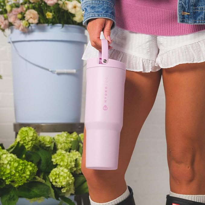 HydroJug Sport - Stainless Steel Tumbler with Straw, Vacuum Insulated, 40oz Leakproof Water Bottle, Ergonomic Design, Reusable, Dishwasher Safe, Rubber Base, Durable for Gym or Outdoors, Sweet Pea - Image 5