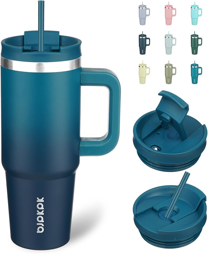 BJPKPK Tumbler With Handle And Straw 30oz Insulated Tumbler Cups With Lid Stainless Steel Travel Coffee Mug,Indigo Black by BJPKPK