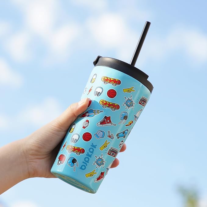 BJPKPK 18oz Tumbler With lid And Straw Stainless Steel Travel Coffee Mug Insulated Tumblers Cups,Spring Party Brown - Image 6