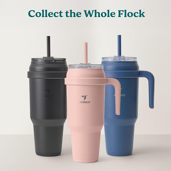 Reduce Reusable 50 oz Cold1 Water Tumbler – Ergonomic Handle – Double-Wall Insulation – Sturdy Desktop/Tabletop Mug with Lid and Straw -BPA-Free –Stainless Steel for Gym, Home, Office– Gentle Lavender - Image 7