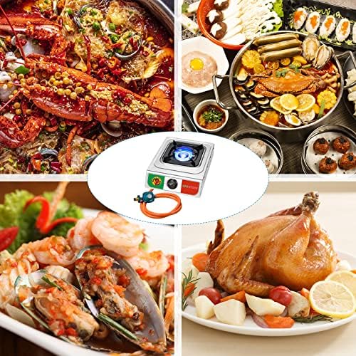 Vivicreate 10000 BTU Single Burner Propane Gas Stove Outdoor Camping Cooker Portable Stainless Steel Cooktop with Hose for BBQ Frying Boiling High BTU Estufa Portátil Fogón de Gas - Image 5