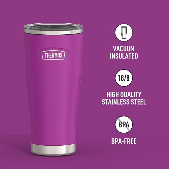 THERMOS ICON SERIES, Stainless Steel Tumbler with Slide Lock, 24 Ounce, Plum - Image 2