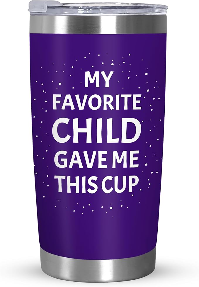 TEEZWONDER Christmas Birthday Gifts for Mom from Daughter Son - Favorite Child 20 oz Stainless Steel Insulated Coffee Tumbler with Lid - Mothers Mama Birthday Gifts, Funny Tumbler for Women by Teezwonder