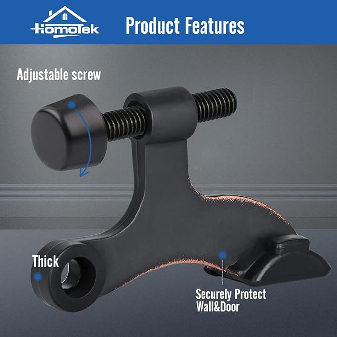 HOMOTEK 24 Pack Hinge Pin Oil Rubbed Bronze Door Stopper, Adjustable Deluxe - Image 2