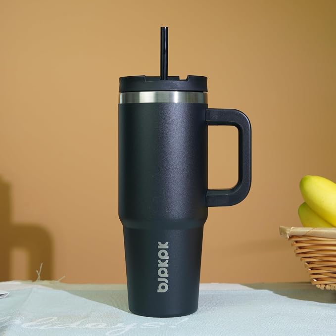 BJPKPK 30oz Stainless Steel Insulated Tumbler With Handle And Lid Straw Travel Coffee Mug Thermal Cup,Black - Image 6
