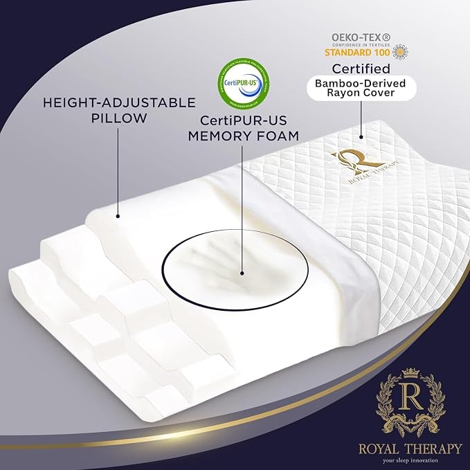 Royal Therapy Memory Foam Pillow, Queen Neck Pain Relief, Contour Cervical - Image 7