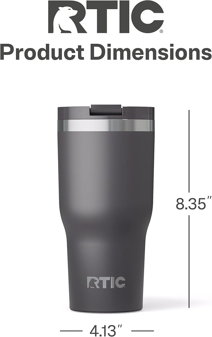 RTIC 30oz Essential Tumbler with Lid, Ceramic Lined, Insulated, Stainless Steel, Metal, Double Wall Vacuum-Insulation, Travel Cup for Iced Coffee, Tea, Hot and Cold Drink, Graphite - Image 5