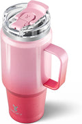 Meoky 32 oz Tumbler with Handle, Insulated Tumbler with Lid and Straw, Stainless Steel Travel Mug, 100% Leak Proof, Keeps Cold for 24 Hours or Hot for 8 Hours, Fits in Car Cup Holder (Flamingo) by MEOKY