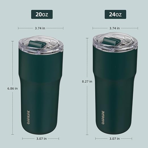BJPKPK Insulated Tumbler with Lid,24oz Stainless Steel Tumbler,Double Wall Travel Coffee Mug Thermal cup,Keep Drinks Cold and Hot,Dark Green - Image 5