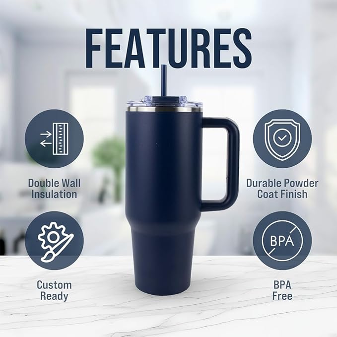 Hogg Big Swig 40 oz Tumbler with Handle and Straw - Coastal Breeze, 40oz Insulated Stainless Steel, Water Tumbler with Straw, Water Cup with Handle, Versatile Leak Proof Lid - Image 7