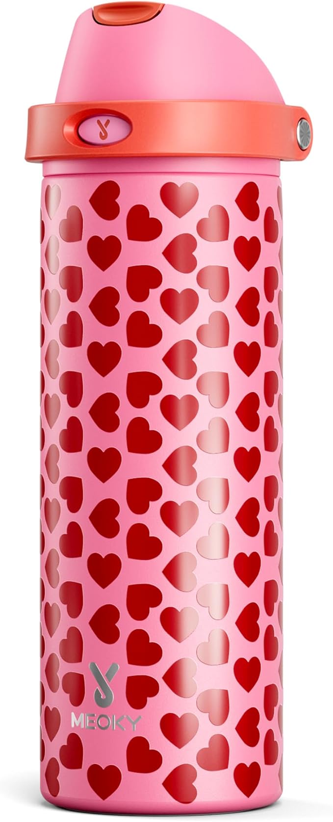 24 oz Valentine's Day Water Bottle: Meoky Stainless Steel Heart Water Bottle with 2-in-1 Straw and Spout Lid - Leak Proof, Fits in Car Cup Holder, Valentines Day for Her Women Wife Girls, Lovie by MEOKY