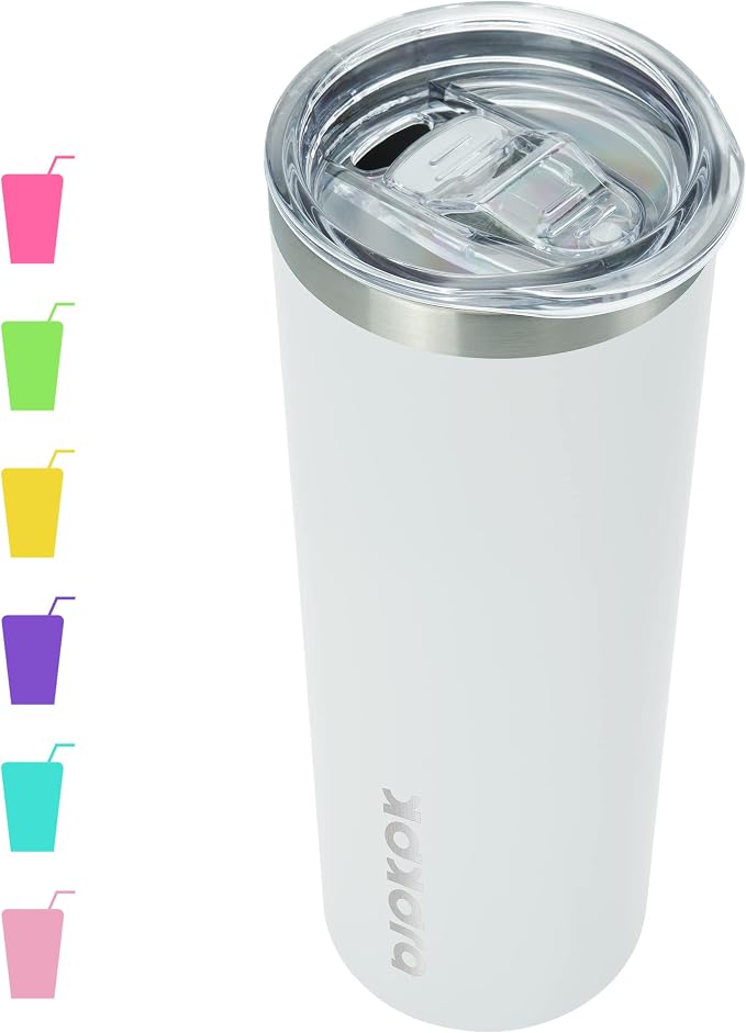 BJPKPK Skinny Tumbler with Lid 20 oz Stainless Steel Vacuum Insulated Double Wall Travel Coffee Water Tumblers Cup,White by BJPKPK