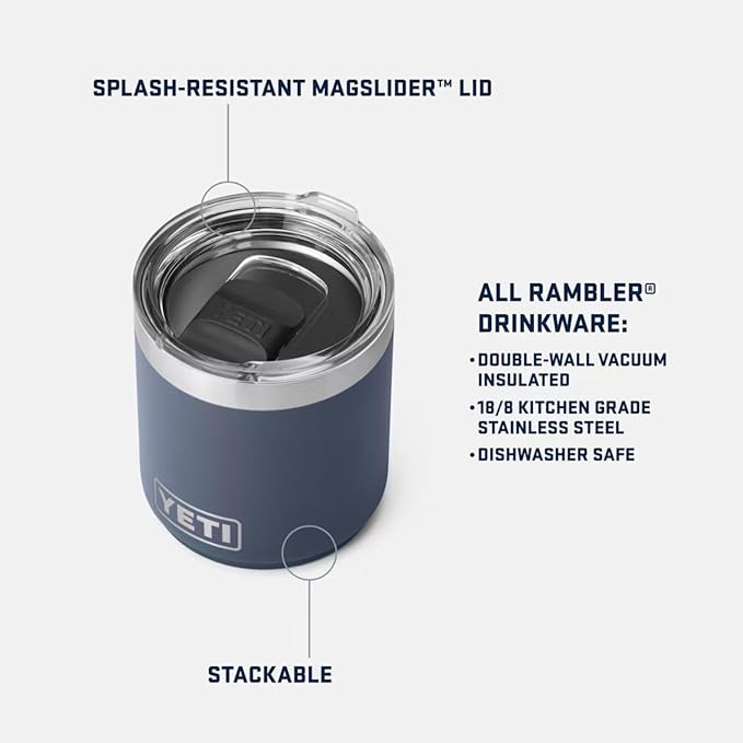YETI Rambler 10 oz Stackable Lowball 2.0, Vacuum Insulated, Stainless Steel with MagSlider Lid, Rescue Red - Image 3