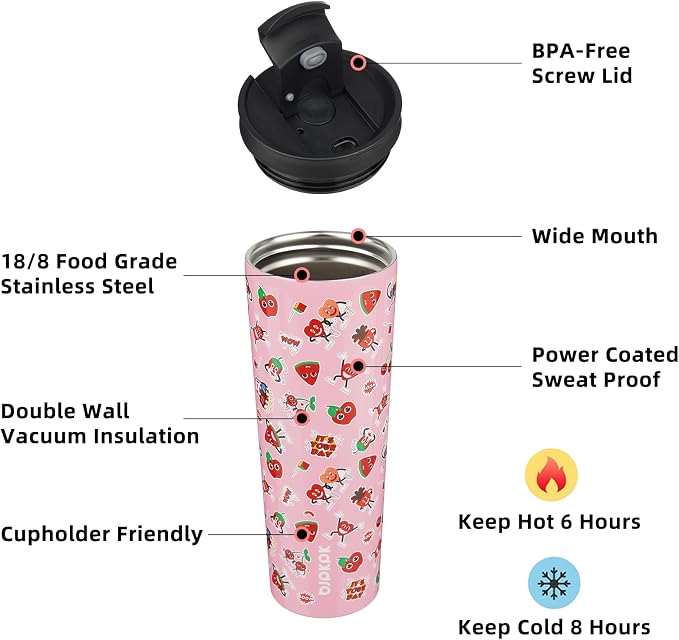 BJPKPK 34oz Stainless Steel Insulated Tumbler With lid And Straw Travel Coffee Thermal Tumblers Cup For Women And Men,Passionate Pink - Image 2