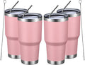 MEWAY 30oz Insulated Tumbler With Lids and Straws,Stainless Steel Double Vacuum Coffee Tumbler Cup, Brush, Durable Powder Coated Coffee Cup for Cold & Hot Drinks, Office, Travel(Pink,4 PACK) by MEWAY