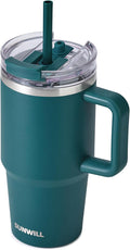 SUNWILL Coffee Tumbler with Handle, 20 oz Travel Mug with Lid and Straw Insulated, Stainless Steel Cup Leak Proof for Travel & Outdoor, Cupholder Friendly, Powder Coated Deep Teal by SUNWILL