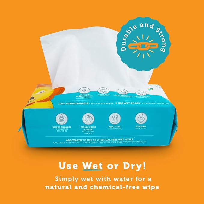 100% Pure Cotton Dry Wipes | 200 Count | Use Wet or Dry | Soft & Sensitive | - Image 2