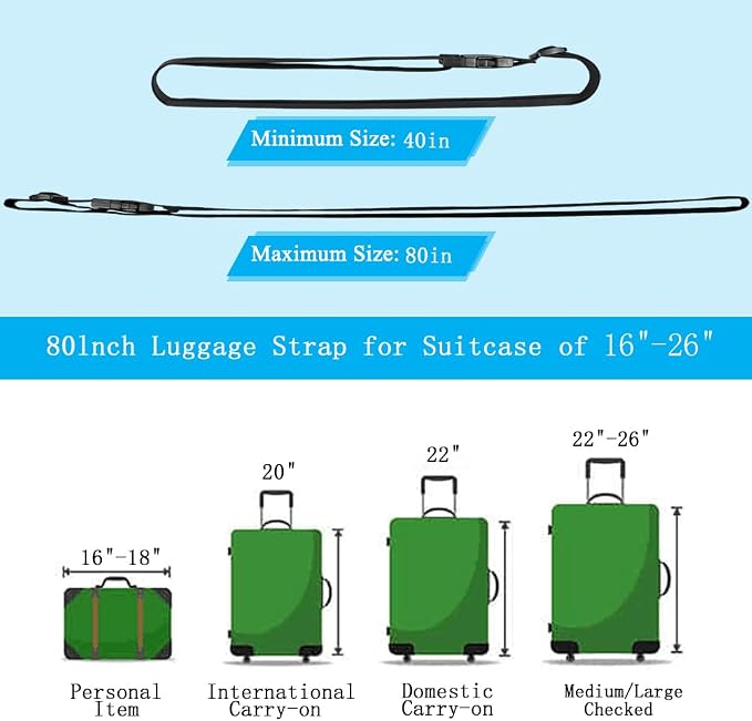 4Pcs Luggage Straps Suitcase 80In Long Adjustable Travel Accessories TSA - Image 5