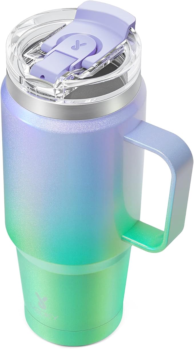 Meoky 32oz Tumbler with Handle, Stainless Steel Travel Mug with 2-in-1 Straw and Sip Lid, Vacuum Insulated Coffee Mug, 100% Leak Proof, Keeps Cold for 24 Hours or Hot for 8 Hours (Fairyland) by MEOKY