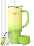 Renoj Insulated Mug 100% Leak Proof Insulated Water Bottle for Iced Coffee & Hot Drinks - Fits Car Cup Holder, Ideal Gift, 2 Straws & Silicone Boot - SnapShift Blue Gradient 40 oz by VisittheRenoj