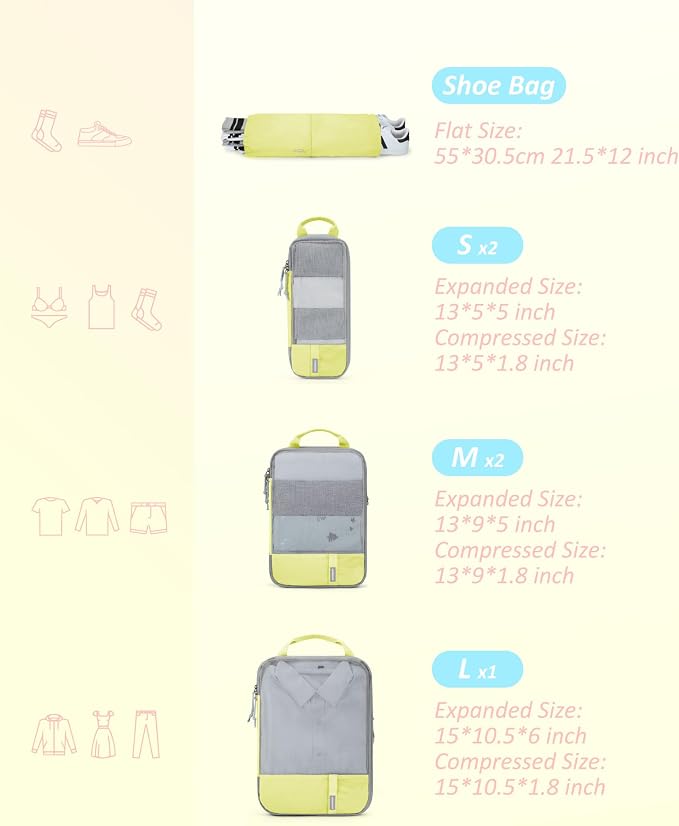 BAGSMART 6 Set Compression Packing Cubes - Image 2