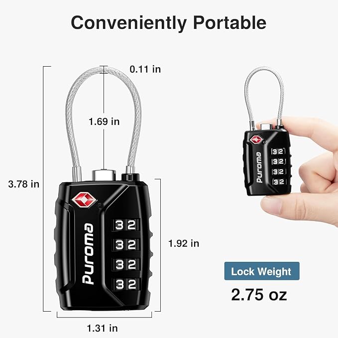 Puroma TSA Approved Luggage Locks, 4 Digit Combination Travel Locks Resettable - Image 4