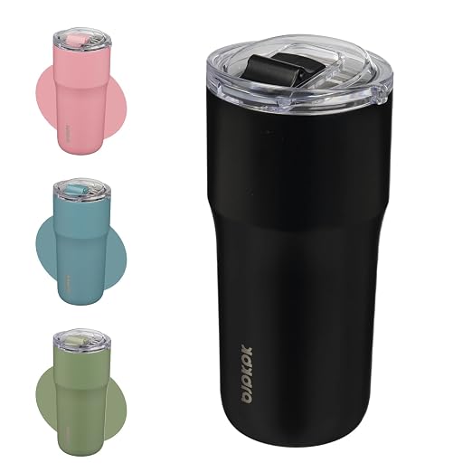 BJPKPK Insulated Tumbler,20oz Stainless Steel Tumbler with lid,Double Wall Travel Coffee Mug Thermal Cup,Keep Drinks Cold and Hot,Black by BJPKPK